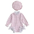 thumbnail image 1 of Bathing Suit Toddler Infant Baby Girls Swimsuit Toddler Bathing Suit Long Sleeve Zipper One-Piece Rash Guard Ruffle Swimwear with Hat, 1 of 6
