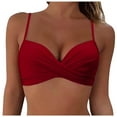 thumbnail image 1 of Bathing Suit TopWomen Back Stainless Steel Hooks Swimwear Tops Full Coverage Bikini Top Push Up Swim Crop Top Tie Back Bathing Suit Tops Female Womens Bikini & Tankini Tops(Wine,L), 1 of 9