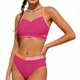 thumbnail image 1 of Bathing Suit for Girls 2 Piece Bikini Adjustable Straps Chest Pad 7 16 Years Kids Summer Outfits,Hot Pink,10Y, 1 of 5