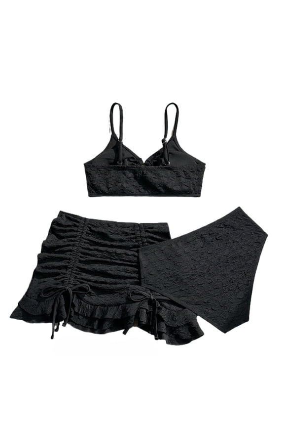 Bathing Suit for Girls 3 Piece Rash Guard Shorts Pool Girls Spring Clothes,Black,8Y