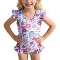 thumbnail image 1 of Bathing Suit for Girls One Piece Girls Bathing Suits Size 7-8, Long Sleeve Swimsuits for Girls Cartoon Printed Sun Bathing With Bikini Style, 1 of 7