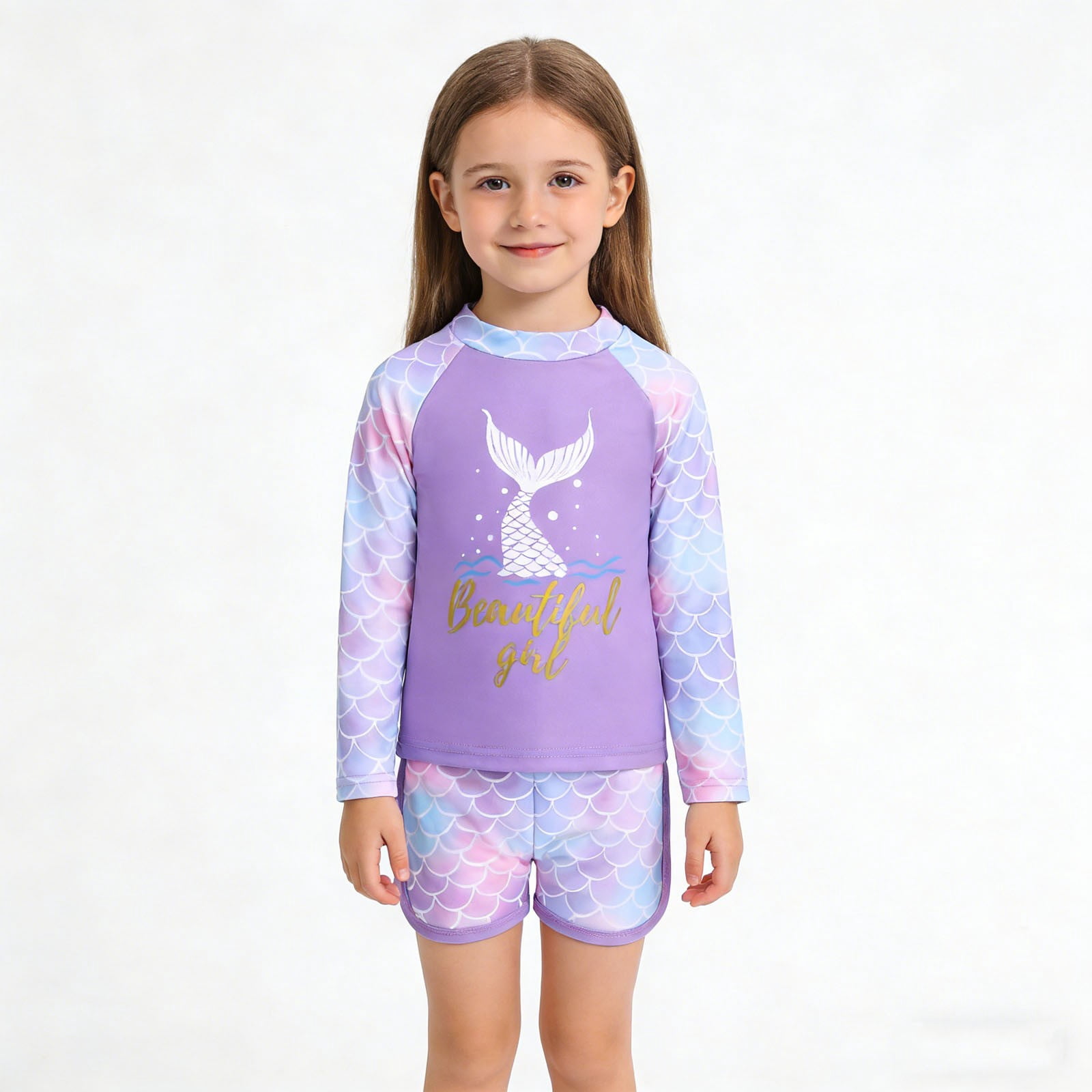 Bathing Suit for Girls Swimsuit Scale Swimwear for Kids Long Sleeve ...