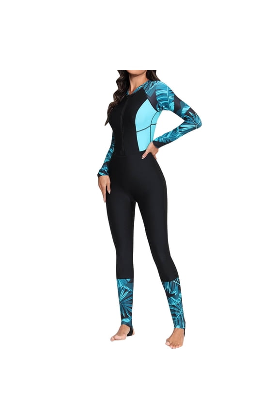 Bathing Suit for Women Fashion Zipper Sports Surf Sun Protective Beach Vacation Essentials,Black,L