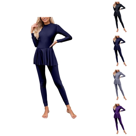 Bathing Suit for Women Full Coverage Long Sleeve Swimsuit Sun Protection Surfing Bodysuit Athletic Rash Guard Swimwear for Beach
