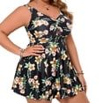 thumbnail image 1 of Bathing Suit for Women Hollow Out Drawstring Swim Dress with Boyshort 2 Piece Tummy Control Swimsuits Plus Size Fashion, 1 of 6