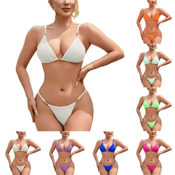 Bathing Suit for Women One Piece Women's Split Swimsuit Feminine Bustier Beach Vacation Three-Piece Bikini Green S