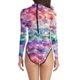 thumbnail image 1 of Bathing Suit for Women Scale Print High Neck Long Sleeve Swimsuit Athletic Rash Guard Sun Protection Performance Swimwear for Swimming, 1 of 4