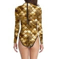 thumbnail image 1 of Bathing Suit for Women Scale Print High Neck Long Sleeve Swimsuit Full Coverage Rash Guard Sun Protection Performance Swimwear for Beach, 1 of 4