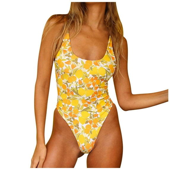 Bathing Suit for Women Tankini Color Blocked Bikini Piece Spaghetti Strap Summer Tops,Yellow,M