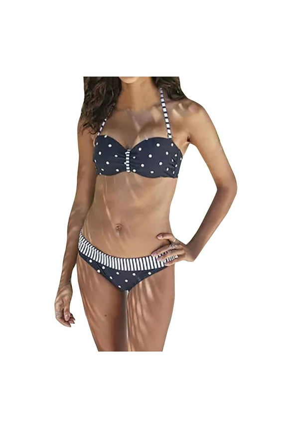 Bathing Suit for Women Tankini Polka Piece Hard Bikini One Underwire Beach Outfits for Women,Black,XL