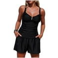 thumbnail image 1 of Bathing Suit for WomenSevevn Women's Tankini Swimsuit Tummy Control Ruched Two Piece Bathing Suit Push Up Modest Swim Suits with Shorts Black XL, 1 of 7
