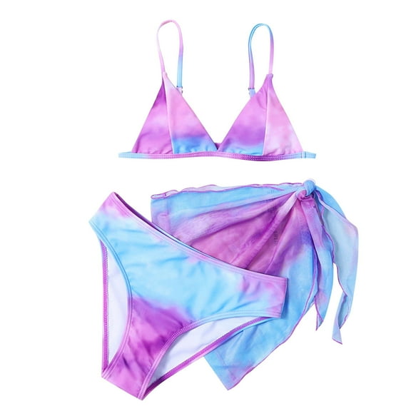 Bathing Suits for Girls 3 Piece Bathing Suit with Cover Up Skirt Cute Summer Clothes for Kids 7-8 Years