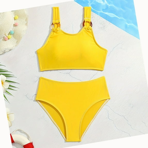 Girls Swimsuits Plain Color Girls Swimsuit with Shorts Teen Girl Bathing Suits 2 Piece Teen Girl Swimsuit for Girls 8-9 Years