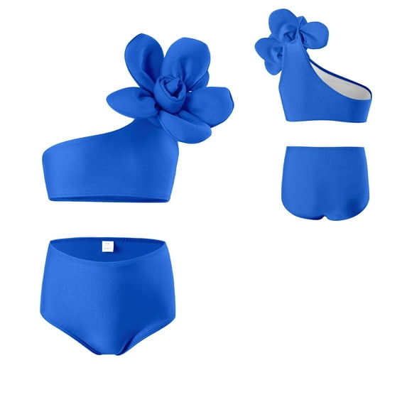 Bathing Suits for Girls Plain Color Girls Swimsuit with Shorts Two Piece Bikini Sets Matching Bathing Suits for Girl 6-8 Years