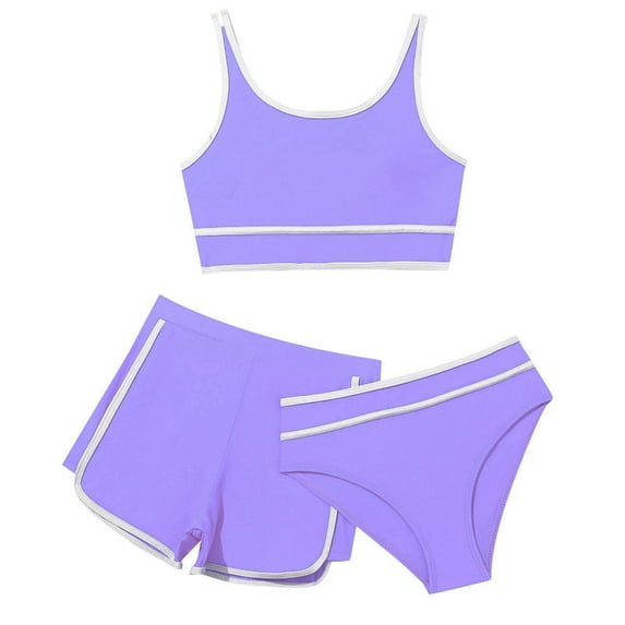 Bathing Suits for Teens Girls' 3 Piece Set with Shorts Cove Up Sets Cute Bathing Suits for Teen Girls 13-14 Years