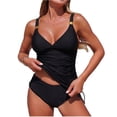 thumbnail image 1 of Bathing Suits for Women Adjustable Straps V Neck Tank Top with Tie Side Bottom 2 Piece Tummy Control Swimsuit, 1 of 6