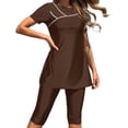 thumbnail image 1 of Bathing Suits for Women Short Sleeve Modest Surfing Suits Two Piece Swimsuits with Shorts Tummy Control Swimwear Summer Clothes, 1 of 6