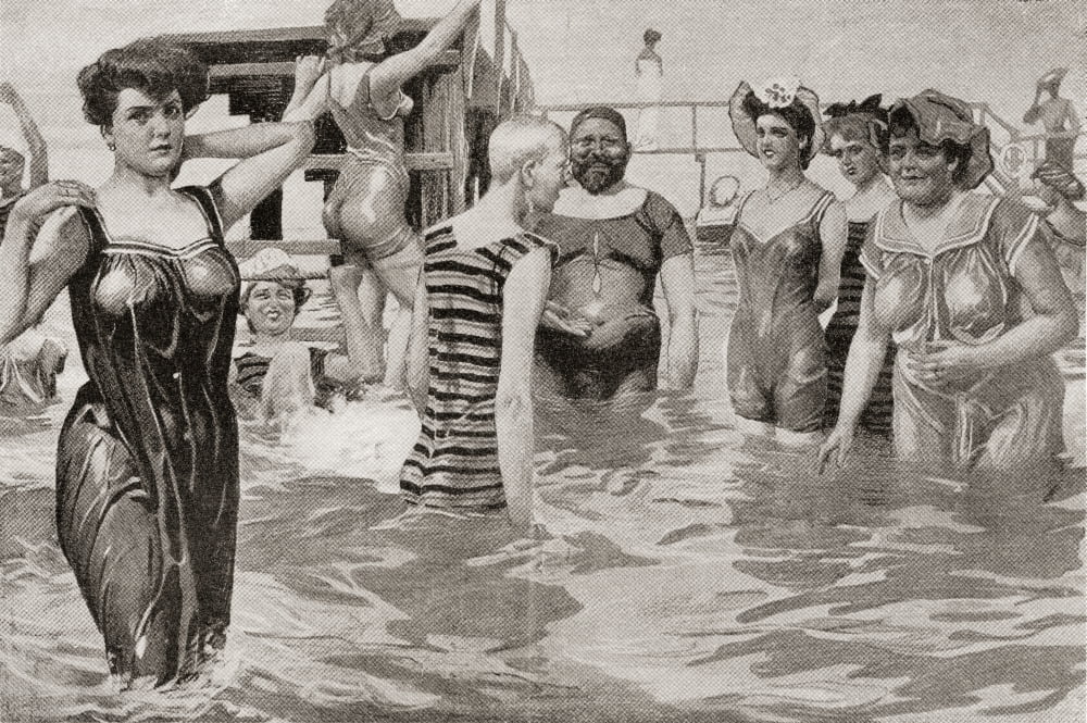 Bathing acquaintances in the 19th century From Illustrierte Sittengeschichte vom Mittelalter bis zur Gegenwart by Eduard Fuchs published 1909 Canvas Art - Ken Welsh Design Pics (17 x 11)