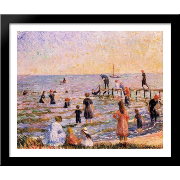Bathing at Bellport 34x28 Large Black Wood Framed Print Art by William James Glackens
