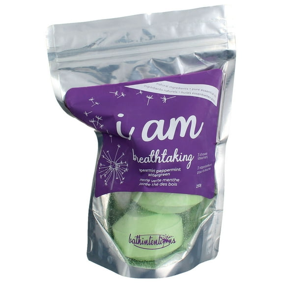Bathintentions I Am breathtaking Shower Steamers, Spearmint Peppermint Wintergreen, 3 Ct