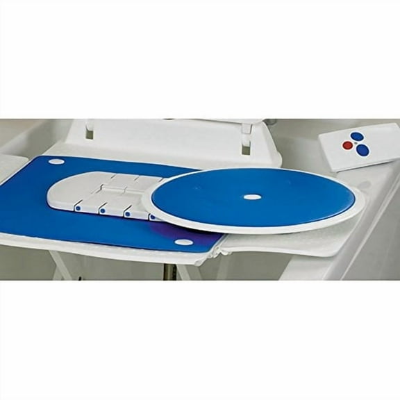 Bathmaster Deltis Swivel Transfer Seat with Blue Cover, Turning Seat with Comfortable Blue Foam Cover Compatible with Deltis Bathlift, Sliding Transfer from Chair to Bath Lift for Shower or Bathtub