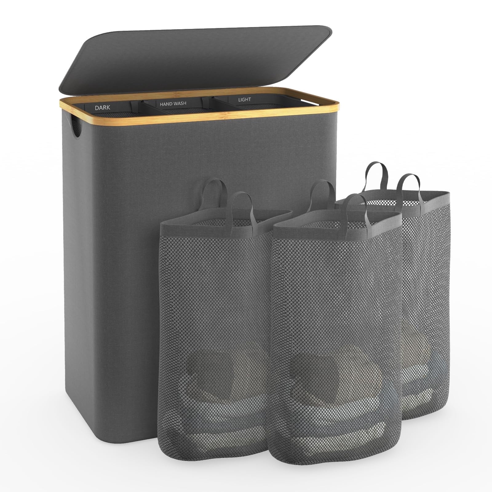 Bathola Hampers for Laundry Basket with Lid, 160L Extra Large 3 Section Clothes Divided Organizer for Bedroom, Laundry Room, Dirty Clothing Hamper - Walmart.com