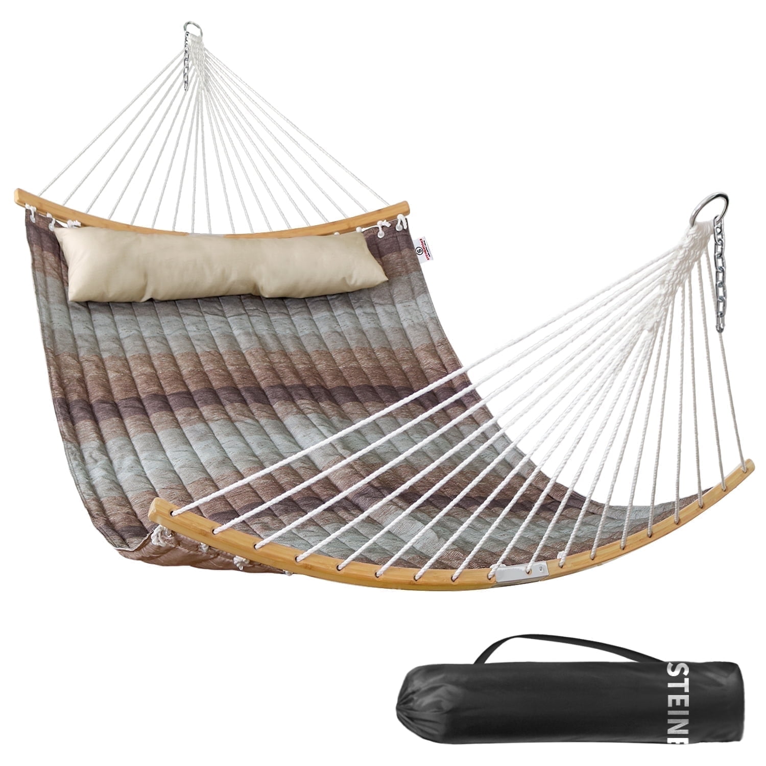 Bathonly 2-Person Bohemian Style Cotton and Polyester Double Hammock, Aqua Green. G1-0016WR