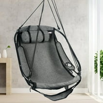 Bathonly Hammock Chair Swing, Hanging Rope Swing Chair for Outdoor Indoor in Black. G1-0020BK