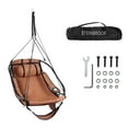 thumbnail image 1 of Bathonly Hammock Chairs, Max 330 lbs, with  Metal Bar, Foot Rest, Side Pouch, Supportive Pillow, Orange, 1 of 12