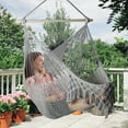 thumbnail image 1 of Bathonly Outside Handwoven Cotton Rope Hammock Chair with Metal Spreader Bar, Boho Hanging Chair., 1 of 8