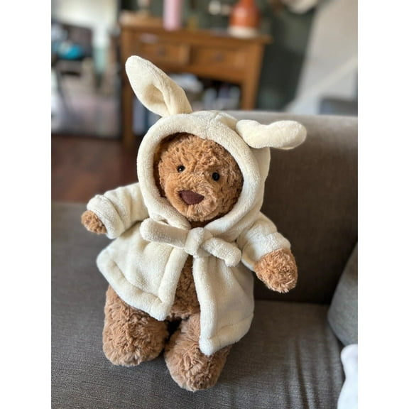 Bathrobe Bear Doll - Cozy Christmas Soft Stuffed Toy, Home Ornament & Cuddly Festive Present