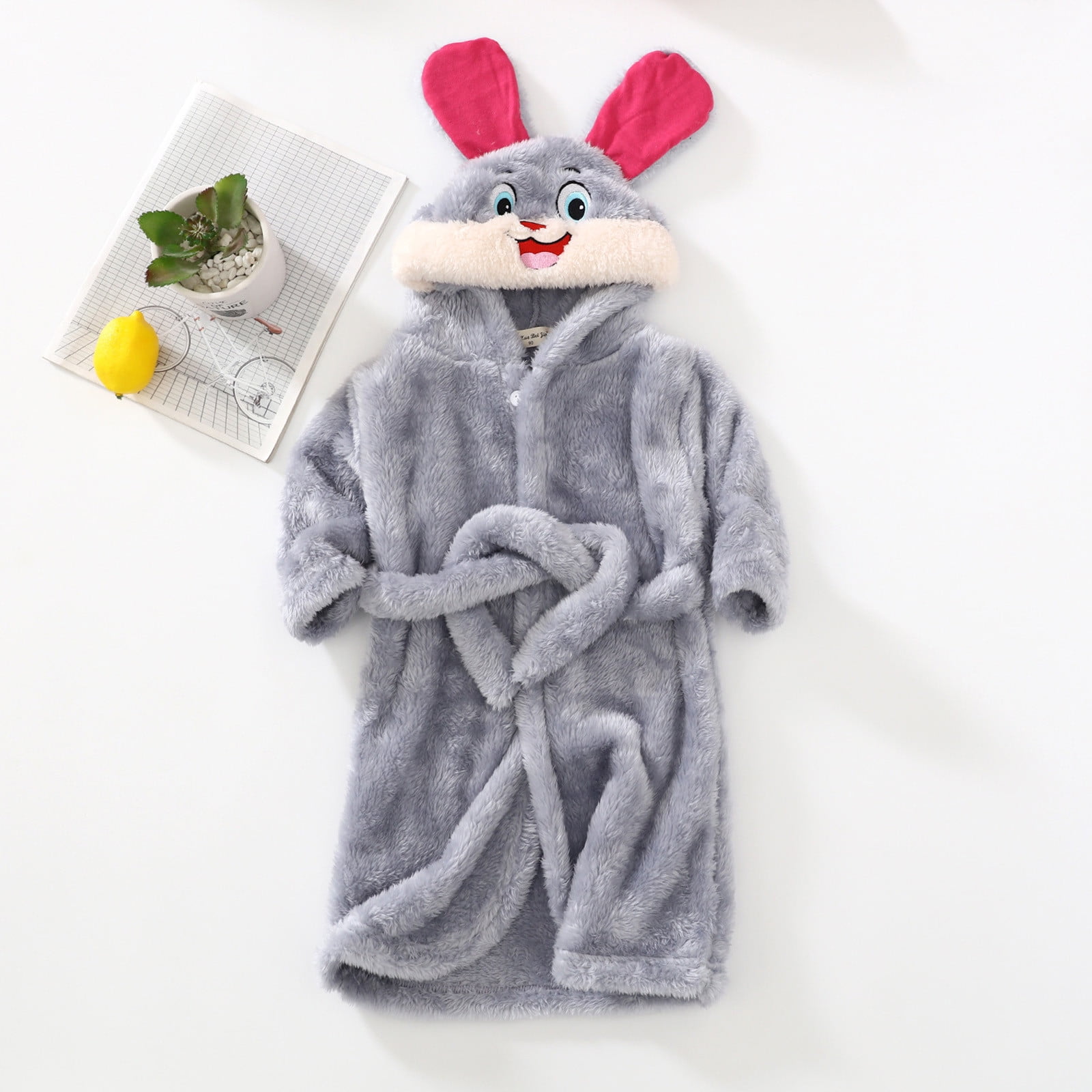 Bathrobe for Girls Robes for Kids Animal Bathrobes Hooded Warm Flannel ...