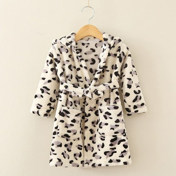 Bathrobe for Girls Robes for Kids Animal Robes Hooded Thick Warm Flannel Bathrobe Night-robe Pajamas Girls Casual Sleepwear Robes for Girls 3-4 Years
