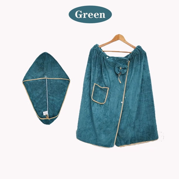 Bathrobe Set, including a bathrobe and shower cap, crafted from coral fleece for superior absorbency. Ideal for bathrooms, saunas, pools, and travel