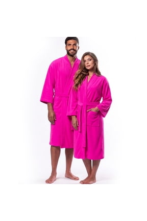 Cotton Bathrobe for Men and Women, Lightweight Adult Unisex Size, Color Pink