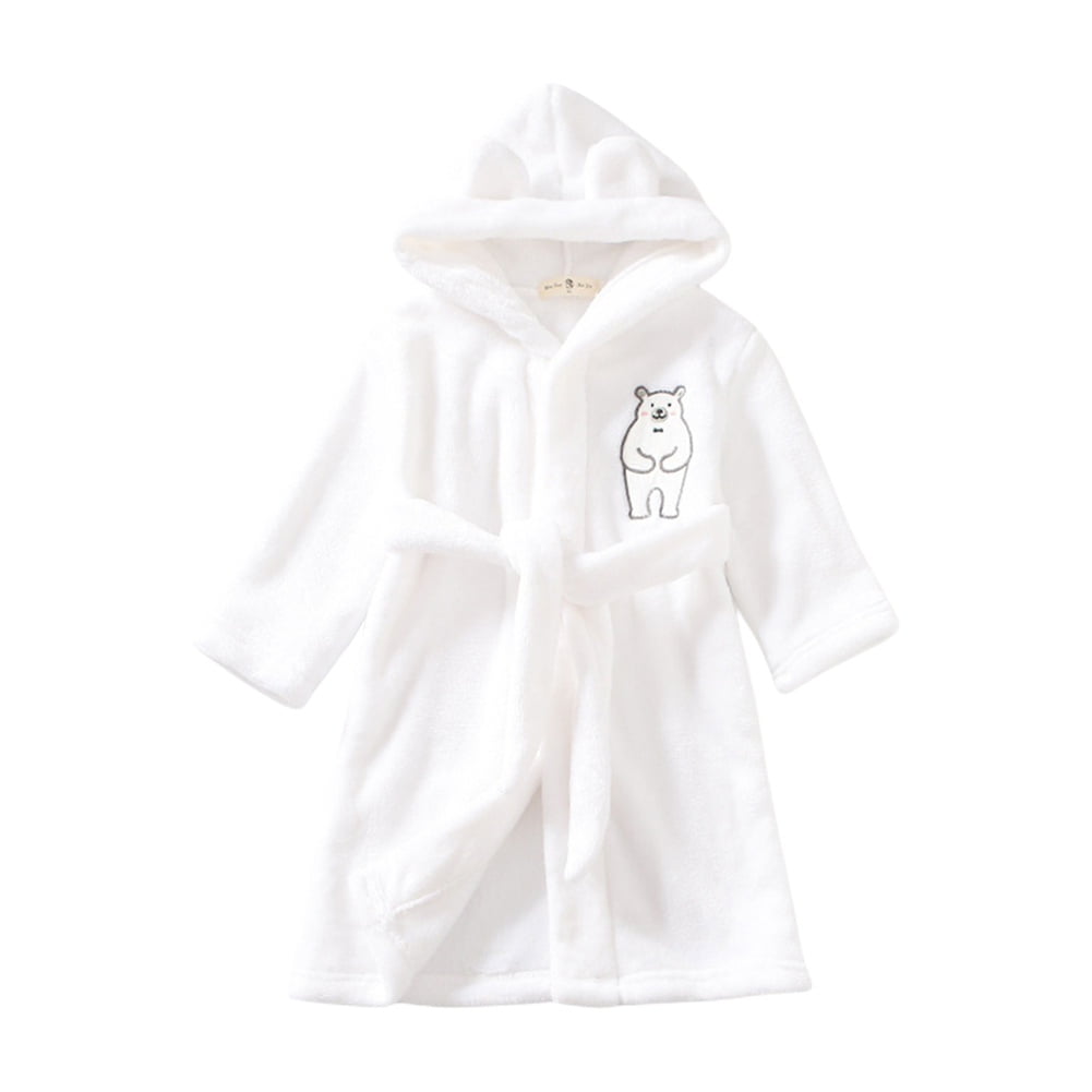 Bathrobe for Toddlers, Plush Soft Coral Sleepwear Fleece Pajamas Animal