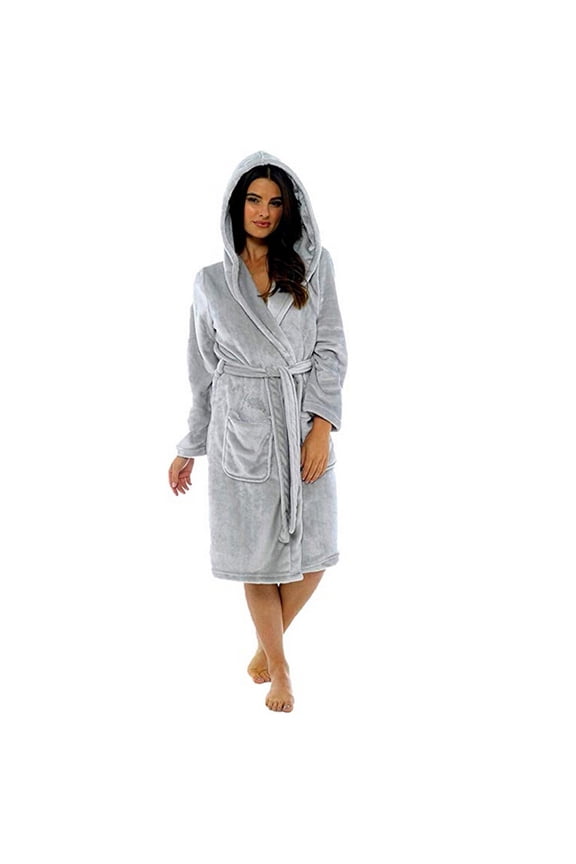 Bathrobe for Women Long Plush Bathrobe Women Winter Lengthened Plush Shawl Bathrobe Long Sleeve Robe Hooded Coat