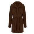 thumbnail image 1 of Bathrobe for Women Warm Plush Long Sleeve Mid Length Robes Soft Shower Spa Sleep Robes with Pockets Brown S, 1 of 5