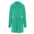 thumbnail image 1 of Bathrobe for Women Warm Plush Long Sleeve Mid Length Robes Soft Shower Spa Sleep Robes with Pockets Mint Green 3XL, 1 of 5