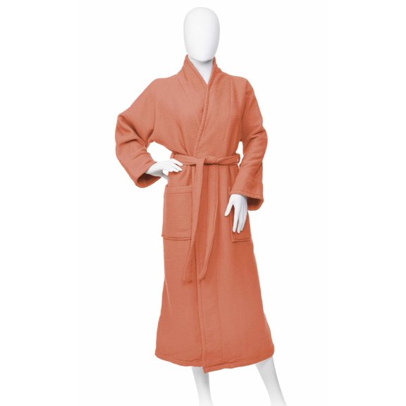 Bathrobe for Women and Man Soft Cotton Waffle Weave Lightweight SPA Robe 6 Color Coral / Extra-Large