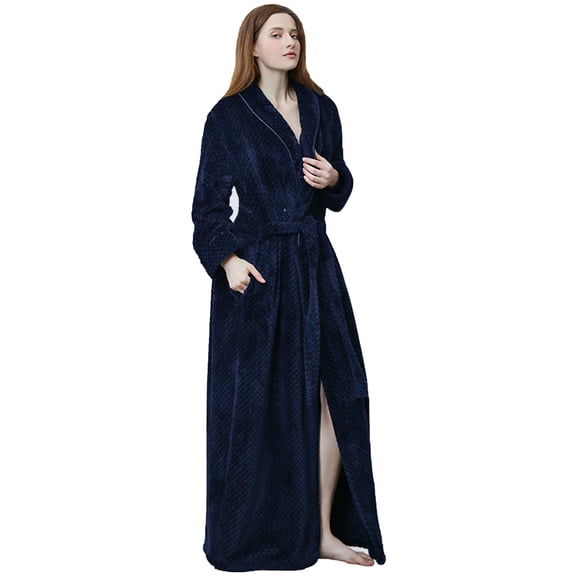 Bathrobes For Women, Bathrobe Men Womens Long Robe Pajamas Winter Warm Thicken Plush Flannel Bathrobe Ladies Couple Sleepwear Housecoat Nightgown Dressing Gown