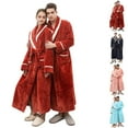 thumbnail image 1 of Bathrobes for Women Long Length Cotton His and Hers Robes Flannel Long Length Matching Robes for Couples Warm Thickened Bathrobe Plus Size Shower Robe, 1 of 7