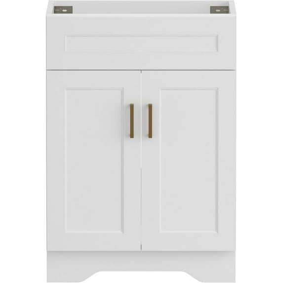 Bathroom 24“ Vanity, Wooden Double Door Bathroom Storage Cabinet, Freestanding Cabinet Vanity Without Sink (White Without Sink, 24")