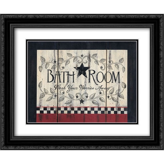 Bathroom 2x Matted 24x20 Black Ornate Framed Art Print by Spivey, Linda