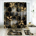 thumbnail image 1 of Bathroom 4 Piece Green Marble Bathroom Set with Shower Curtain and Carpet Accessories, Green Gold Aquamarine, 1 of 8