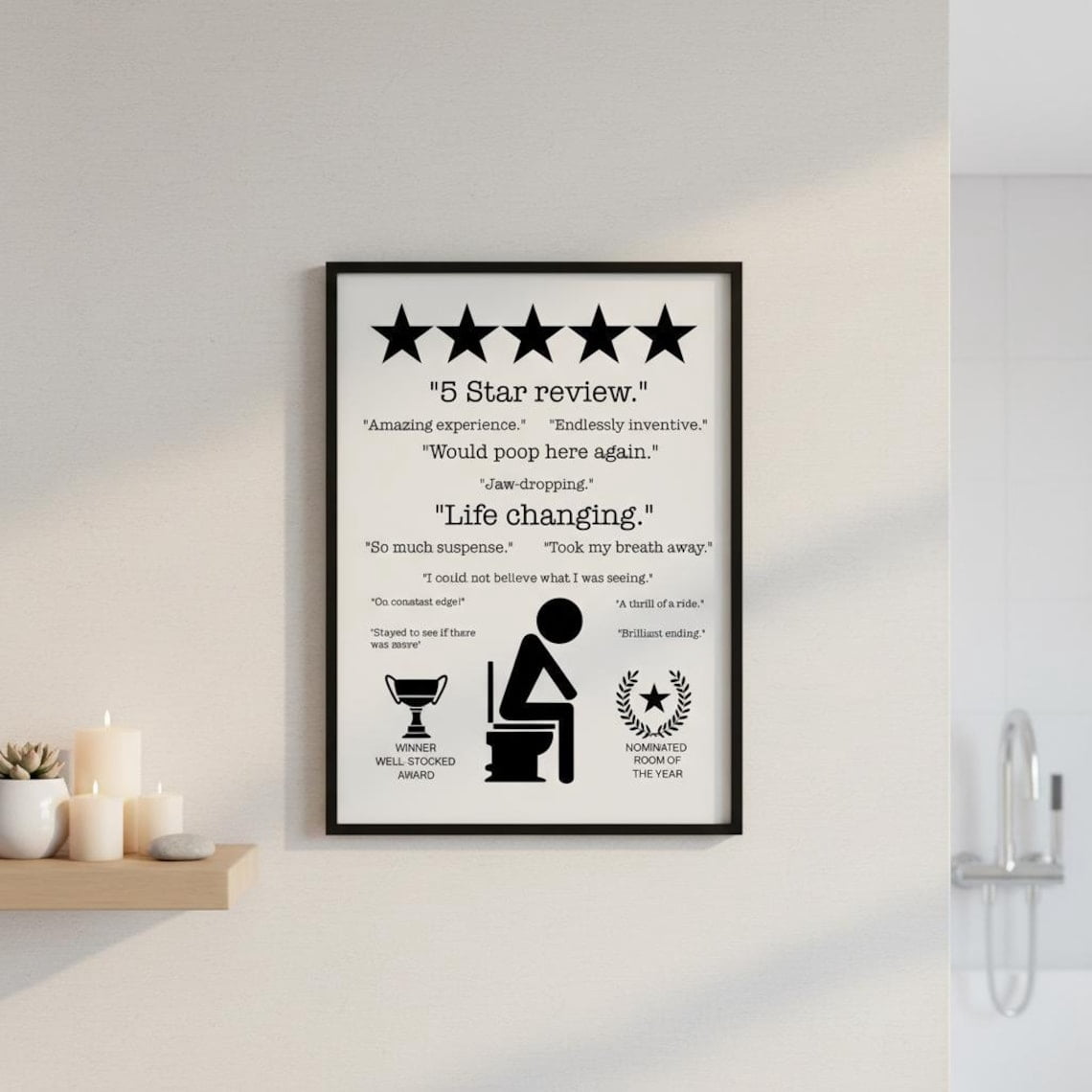 Bathroom 5-Star Tet Review Print: Restroom Wall Art, Unframed Poster ...