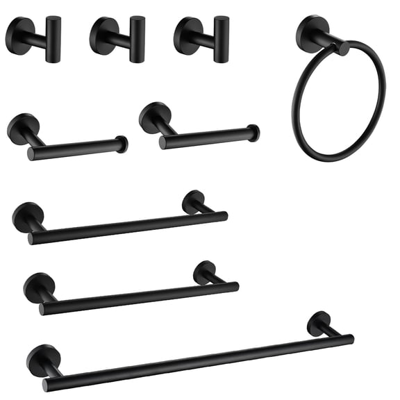 Bathroom 9-Piece Hardware Set | Wall-Mount Design for Multiple Rooms | Scratch-Resistant Stainless Steel Material | Hidden Holes Add a Modern Touch