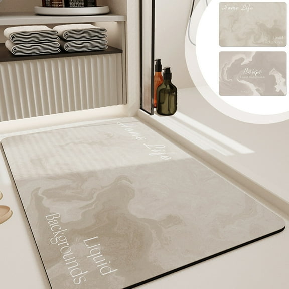 Bathroom Absorbent Floor Mat | Non Slip Diatomaceous Earth Soft Bath Rug | Quick Drying Door Carpet for Bathroom Entryway | Gray | 23.6 x 16 in | Water Absorbent | Anti-Skid | 1 Pack