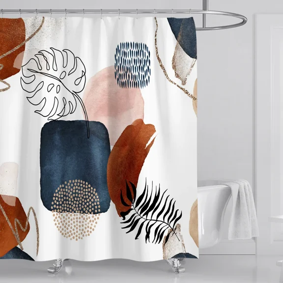 Bathroom Abstract Bohemian Shower Curtain Medieval Minimalist Art Polyester Fabric Shower Curtain 180 * 180CM with 12 Hooks
