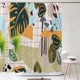 thumbnail image 1 of Bathroom Abstract Leaves Bohemian Shower Curtain Minimalist Art Polyester Fabric Shower Curtain 180 * 180CM with 12, 1 of 5